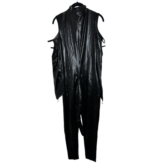 Dreamgirl Womens Cat Fight Costume Large Jumpsuit, Mask With Cat Ears‎ and Belt - Picture 7 of 12